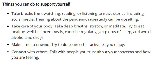 Old Mill Chiropractic shares CDC advice on how to cope with coronavirus stress.