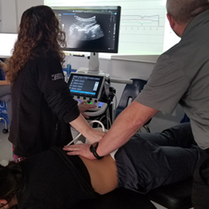 picture St Peters chiropractic ultrasound imaging of spinal vertebrae during treatment