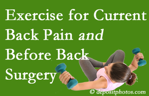 St Peters exercise helps patients with non-specific back pain and pre-back surgery patients though it’s not often prescribed as much as opioids.