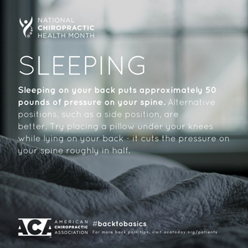 Old Mill Chiropractic recommends putting a pillow under your knees when sleeping on your back.